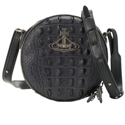Orb Round Crossbody, &pound;95, Handbags, Grey, Leather, Front view
